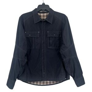 Nau Utility Shirt Jacket Size M Black Organic Cotton Flannel Lined Gorpcore